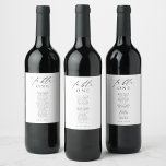 Ellesmere Minimalist Wedding Table Number Sticker<br><div class="desc">The Ellesmere wine bottle table number features a modern minimalist design with a hand-lettered script font on a white background for a clean and simple look. The script heading is an image that cannot be edited. All of the other text is fully editable. For more advanced customization of this design,...</div>