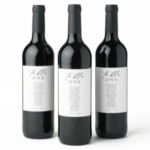 Ellesmere Minimalist Wedding Table Number Wine Label
