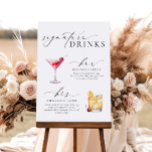 Ellesmere Modern Minimal Signature Drinks Sign<br><div class="desc">This signature drinks menu sign features a modern calligraphy script heading and minimalist design. The script text heading is an image that cannot be edited. The heading image can be resized to fit any poster size. All of the other text is fully editable. The template includes over 100 drink options....</div>