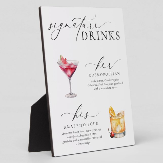 Ellesmere Modern Minimal Signature Drinks Sign Plaque (Creator Uploaded)