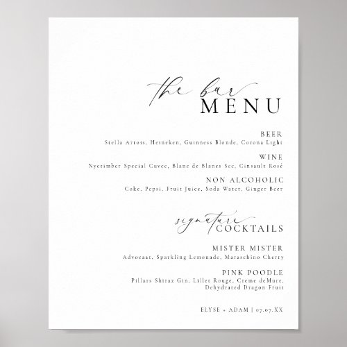 Ellesmere Modern Minimal The Bar Menu Sign