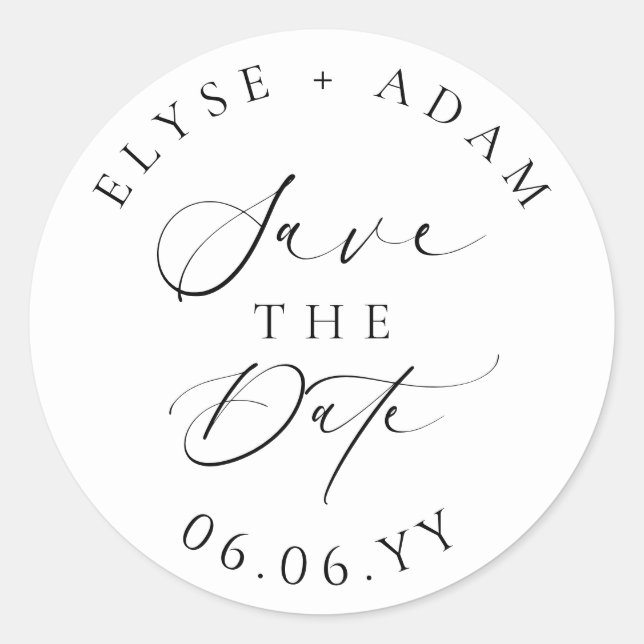 Ellesmere Modern Minimalist Wedding Save The Date Classic Round Sticker (Front)