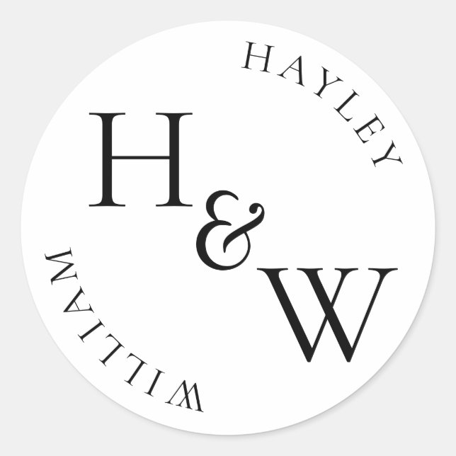 Ellesmere Monogram Wedding Favor Classic Round Sticker (Front)