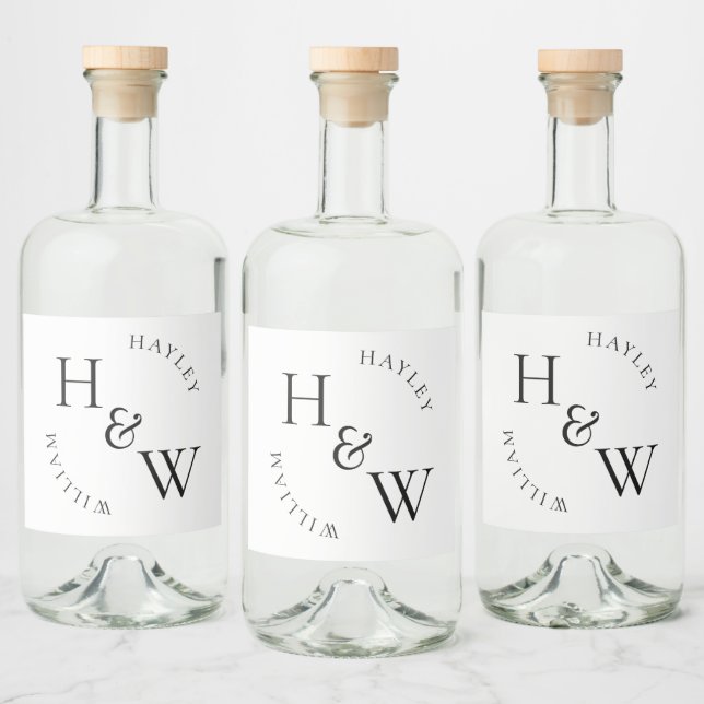 Ellesmere Monogram Wedding Favor Liquor Bottle Label (Bottles)