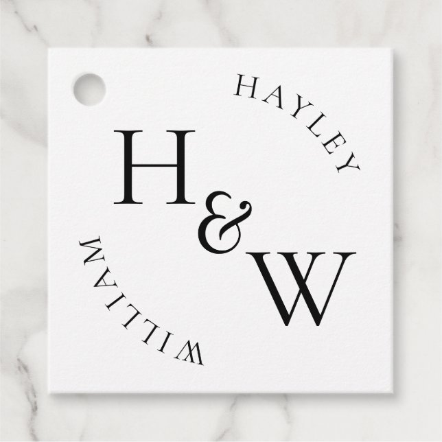 Ellesmere Monogram Wedding Favor Tags (Front)
