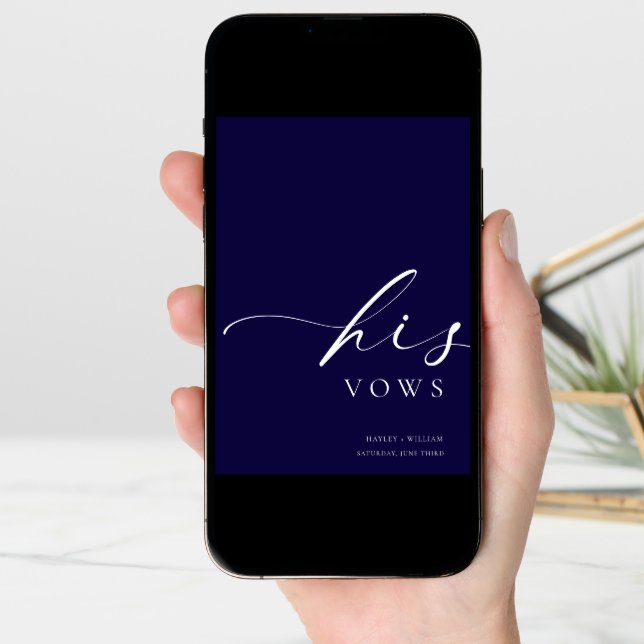 Ellesmere Navy His Vows Wedding Card (Front Digital)