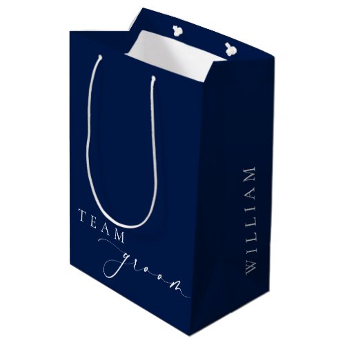 Ellesmere Navy Minimalist Wedding Team Groom Medium Gift Bag