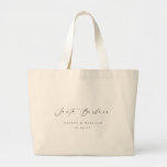 Ellesmere Santa Barbara Wedding Welcome Large Tote Bag<br><div class="desc">Welcome your guests to your wedding with the Ellesmere wedding tote. This wedding welcome tote bag features a minimalist design with a script calligraphy heading. The names and date can be customized to suit your wedding, however, the script heading is an image that cannot be edited. For more advanced customization...</div>