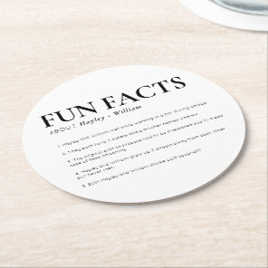 Ellesmere Wedding Fun Facts Round Paper Coaster