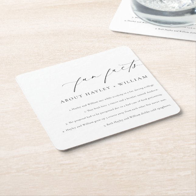 Ellesmere Wedding Fun Facts Square Paper Coaster (Angled)