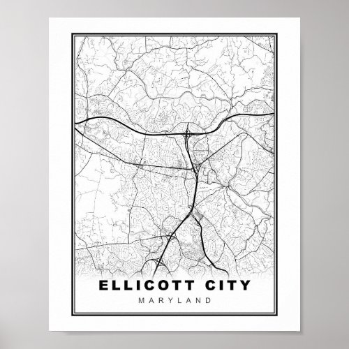 Ellicott City Map Poster