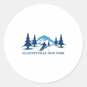 Ellicottville New York Ski Resort Skiing Skier Classic Round Sticker
