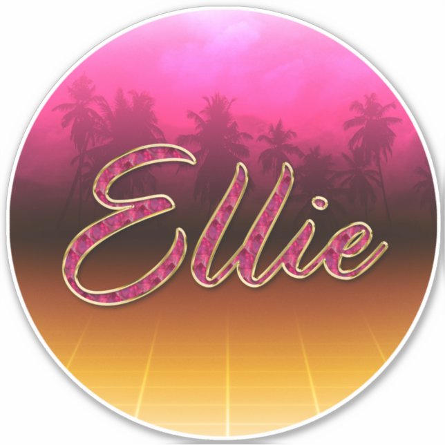 Ellie First Name golden pink sticker sticker (Front)