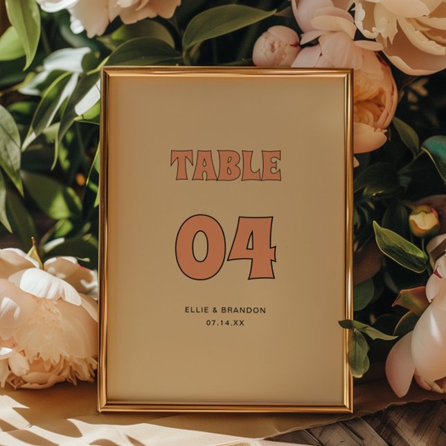 ELLIE Minimalist Retro Typography Wedding Table Number (Creator Uploaded)