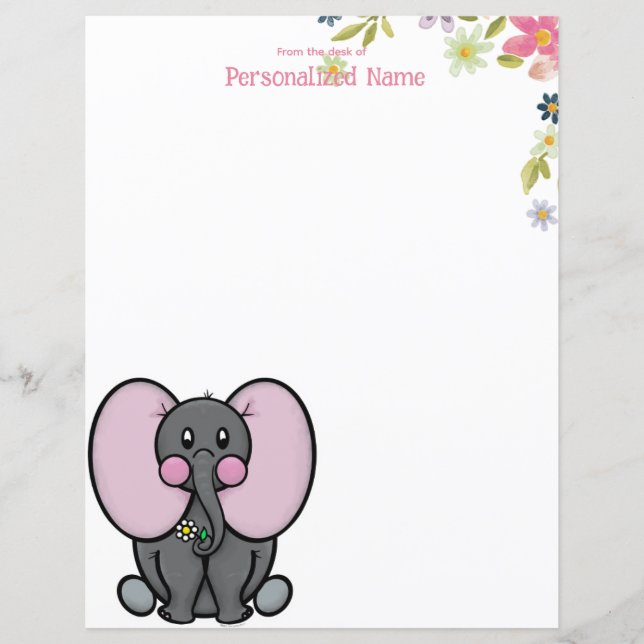 Ellie Phant Floral Unlined Paper Sheet (Front)