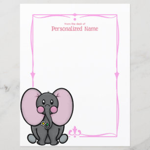 Ellie Phant Pink Unlined Paper Sheet