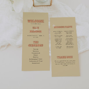 ELLIE Retro Bold Typography Wedding Ceremony Program