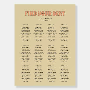 ELLIE Retro Bold Typography Wedding Seating Chart Foam Board
