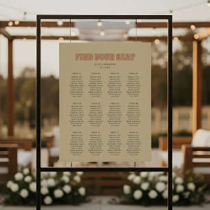 ELLIE Retro Bold Typography Wedding Seating Chart Foam Board