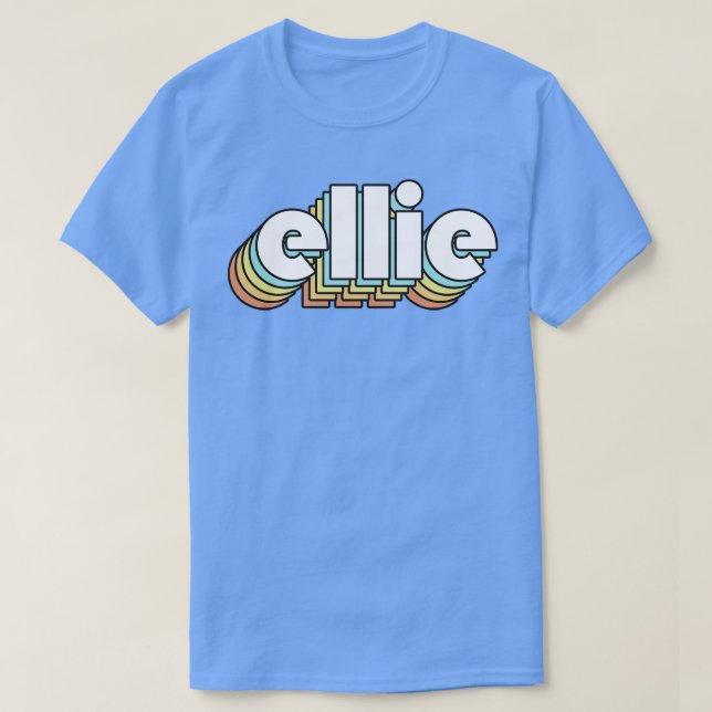 Ellie Retro Rainbow Typography Faded Style T-Shirt (Design Front)