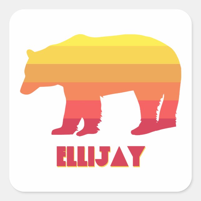 Ellijay Georgia Rainbow Bear Square Sticker (Front)