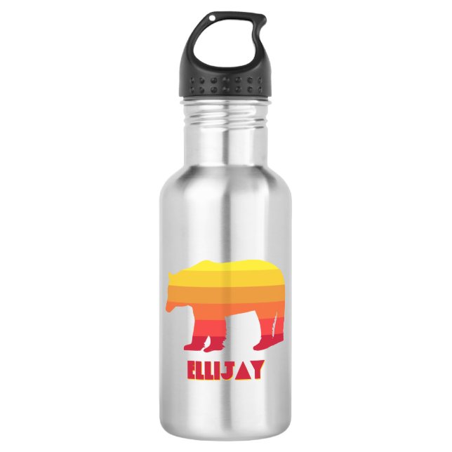 Ellijay Georgia Rainbow Bear Stainless Steel Water Bottle (Front)