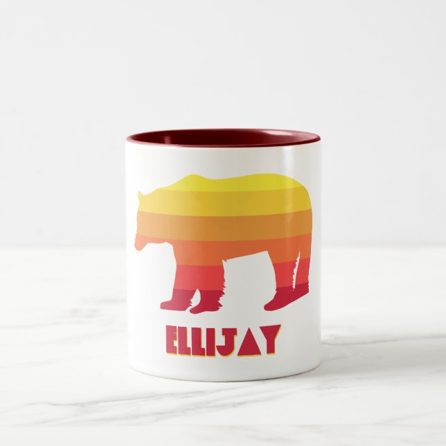 Ellijay Georgia Rainbow Bear Two-Tone Coffee Mug (Center)