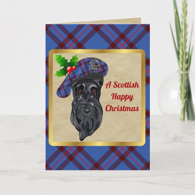 Elliot Badge & Tartan Personalized Xmas Card (Front)