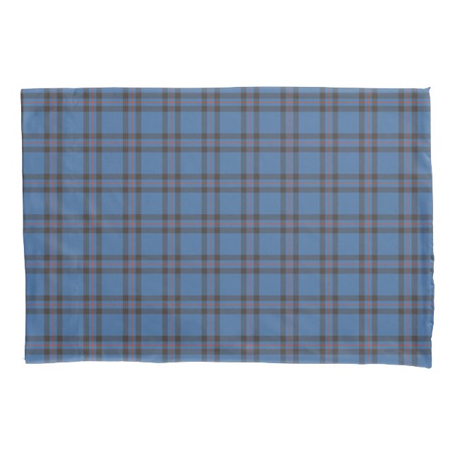 Elliot Clan Blue and Brown Scottish Tartan Pillow Case (Front)