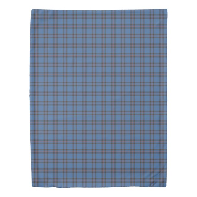 Elliot Clan Blue and Brown Tartan Duvet Cover (Front)