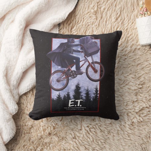 Elliott and ET Flying Bicycle Theatrical Art Throw Pillow
