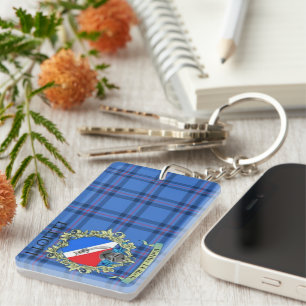 Elliott Crest And Tartan Acrylic Keychain