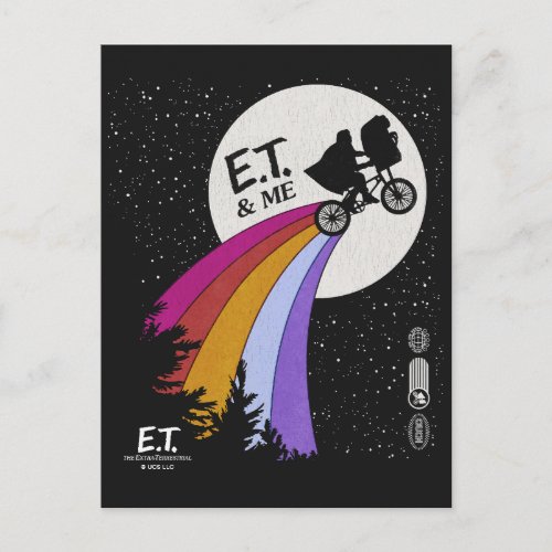 Elliott  ET Retro Rainbow Over The Moon Postcard