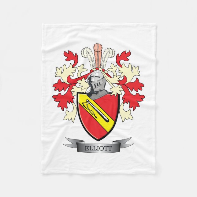 Elliott Family Crest Coat of Arms Fleece Blanket (Front)