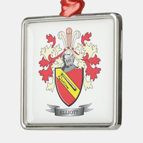 Elliott Family Crest Coat of Arms Metal Ornament