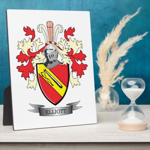 Elliott Family Crest Coat of Arms Plaque