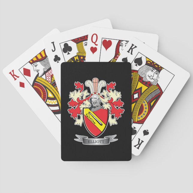 Elliott Family Crest Coat of Arms Poker Cards (Back)