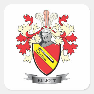 Elliott Family Crest Coat of Arms Square Sticker