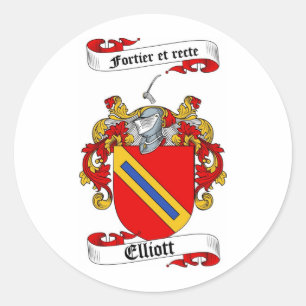 ELLIOTT FAMILY CREST - ELLIOTT COAT OF ARMS CLASSIC ROUND STICKER