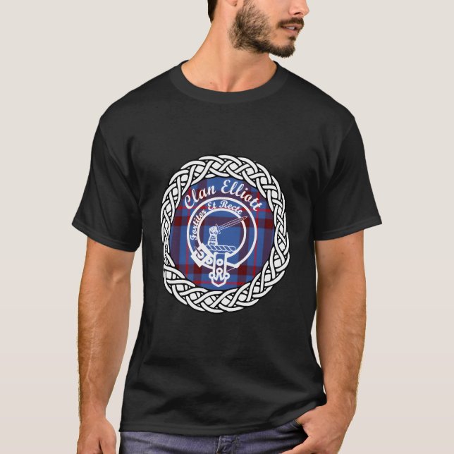 Elliott Surname Last Name Scottish Clan Tartan Bad T-Shirt (Front)