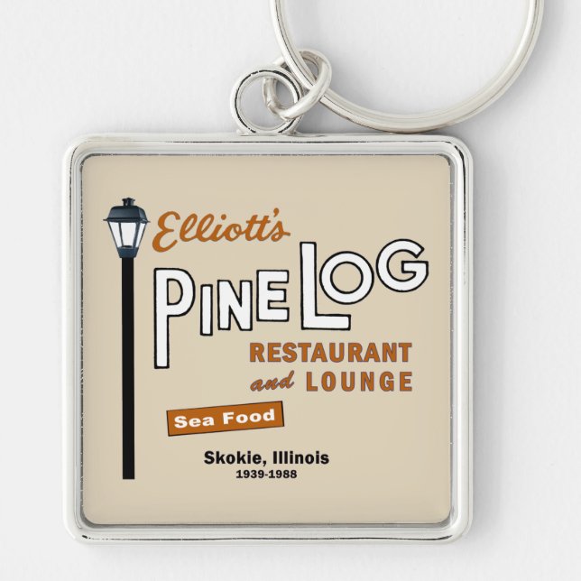 Elliott's Pine Log Restaurant, Skokie, IL. 1939-88 Keychain (Front)