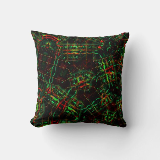 Elliptical destroyed, up lines flashy green to red throw pillow (Front)