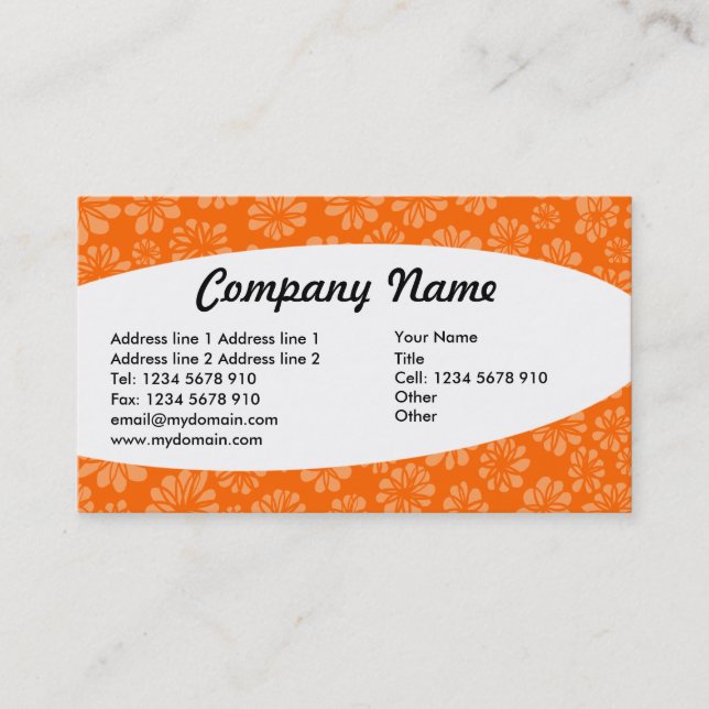 Elliptical - Orange Floral Business Card (Front)