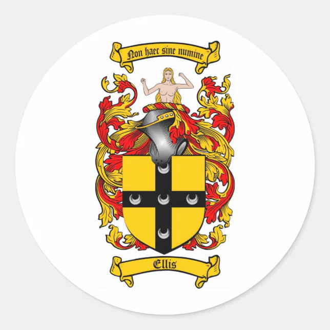 ELLIS FAMILY CREST ELLIS COAT OF ARMS CLASSIC ROUND STICKER Zazzle