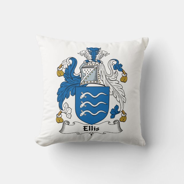 Ellis Family Crest Throw Pillow (Front)