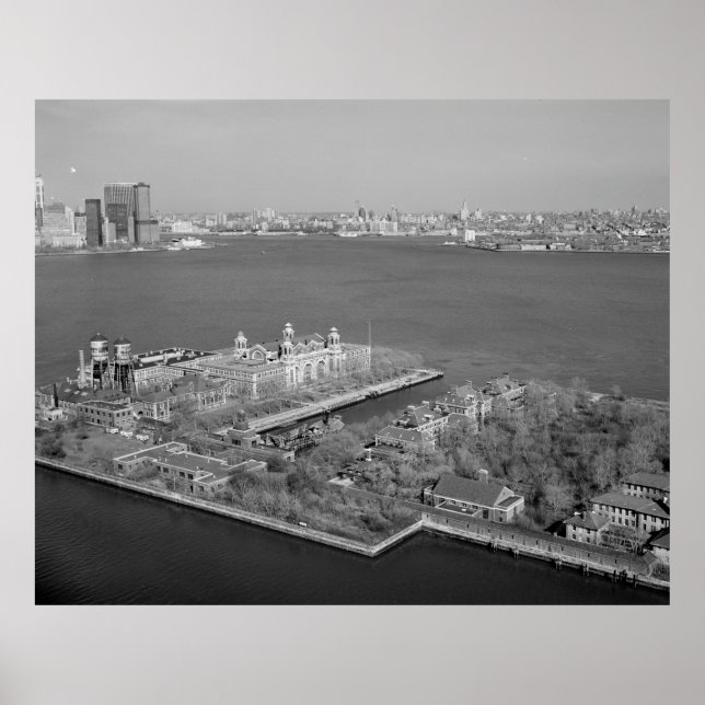 Ellis Island and NYC Harbor Photograph Poster (Front)