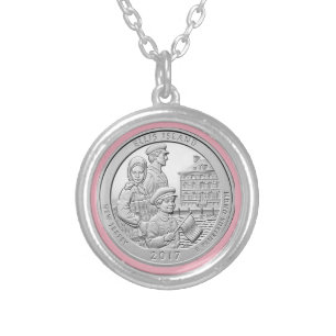 ELLIS ISLAND COIN SILVER PLATED NECKLACE