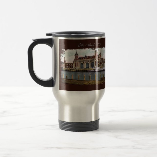Ellis Island Painted Travel Mug (Left)