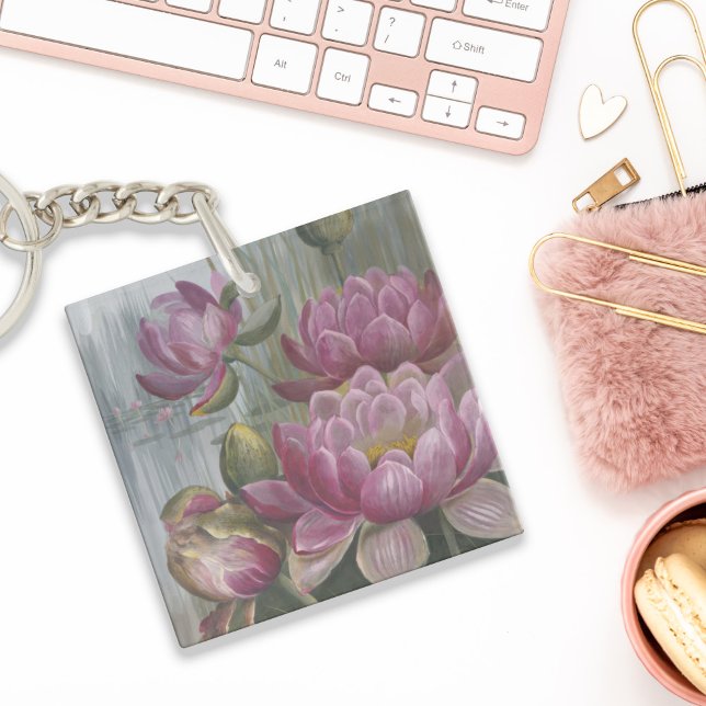Ellis Rowan Pink Water Lily Vintage Flowers Keychain (Creator Uploaded)