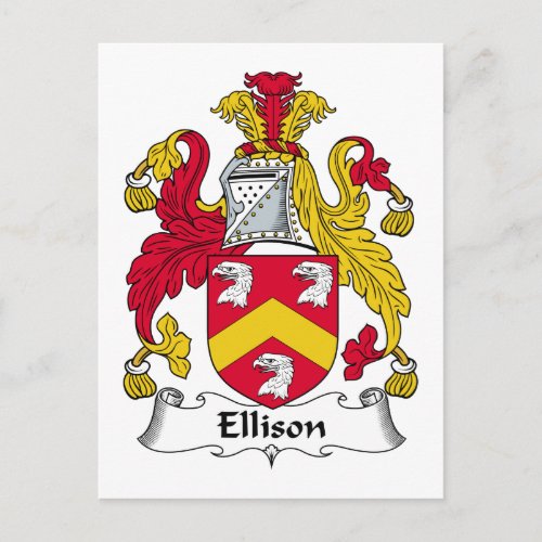 Ellison Family Crest Postcard